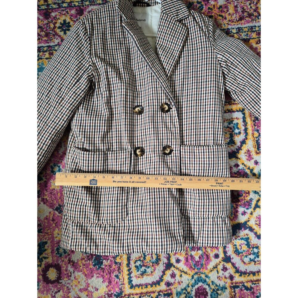 Madewell Quilted Plaid Insulated Blazer Jacket Shacket Black White Small - Picture 12 of 14